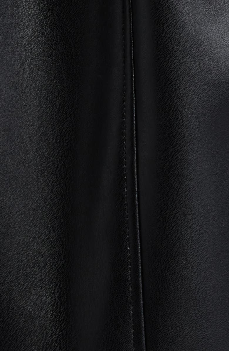 Via Spiga Tie Belt Snap Front Faux Leather Jacket, Alternate, color, Black