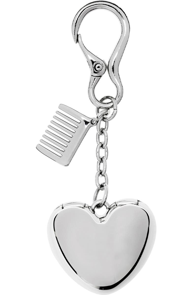 Stand Oil Heart Mirror Key Ring, Alternate, color, Silver