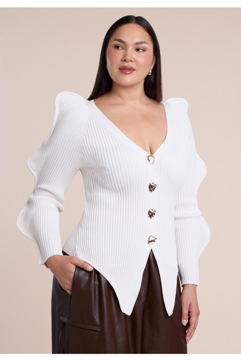 Rounded Sleeve Cardigan, Main, color, COCONUT MILK