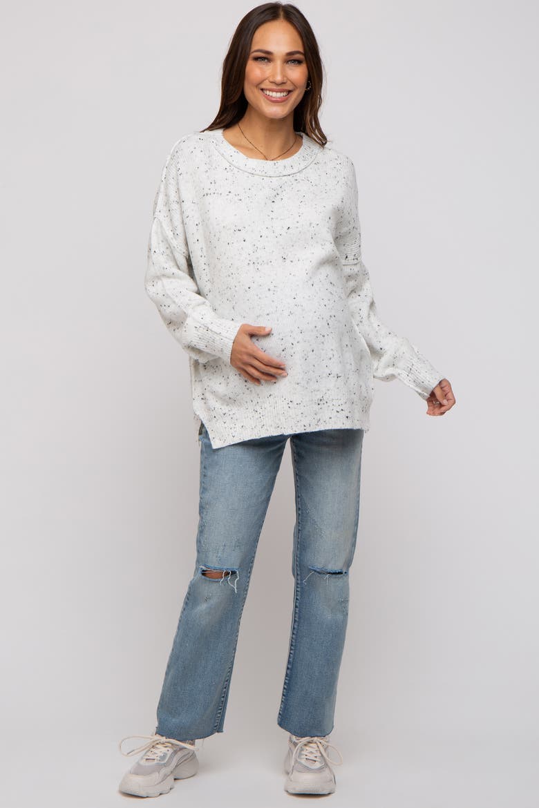 Speckled Knit Sweater, Alternate, color, Ivory