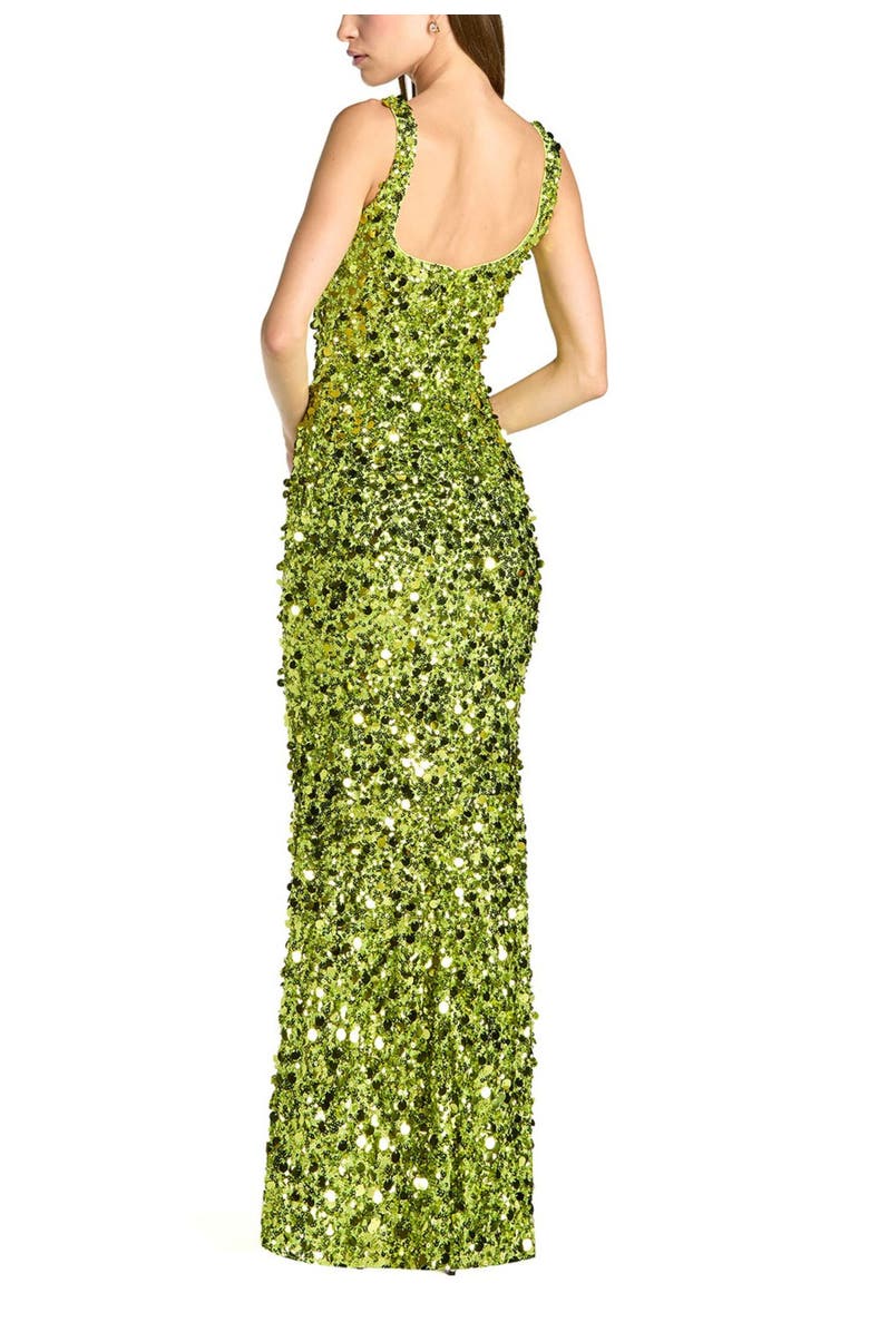Mac Duggal Sleeveless Sequin Paillette Column Gown, Alternate, color, Apple Green