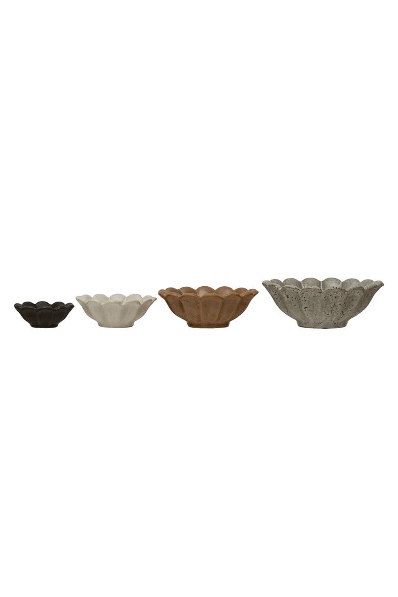 Stoneware Flower Bowls, Main, color, Grey