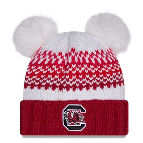 Women's New Era  Garnet South Carolina Gamecocks Double Pom & Print Cuffed Knit Hat