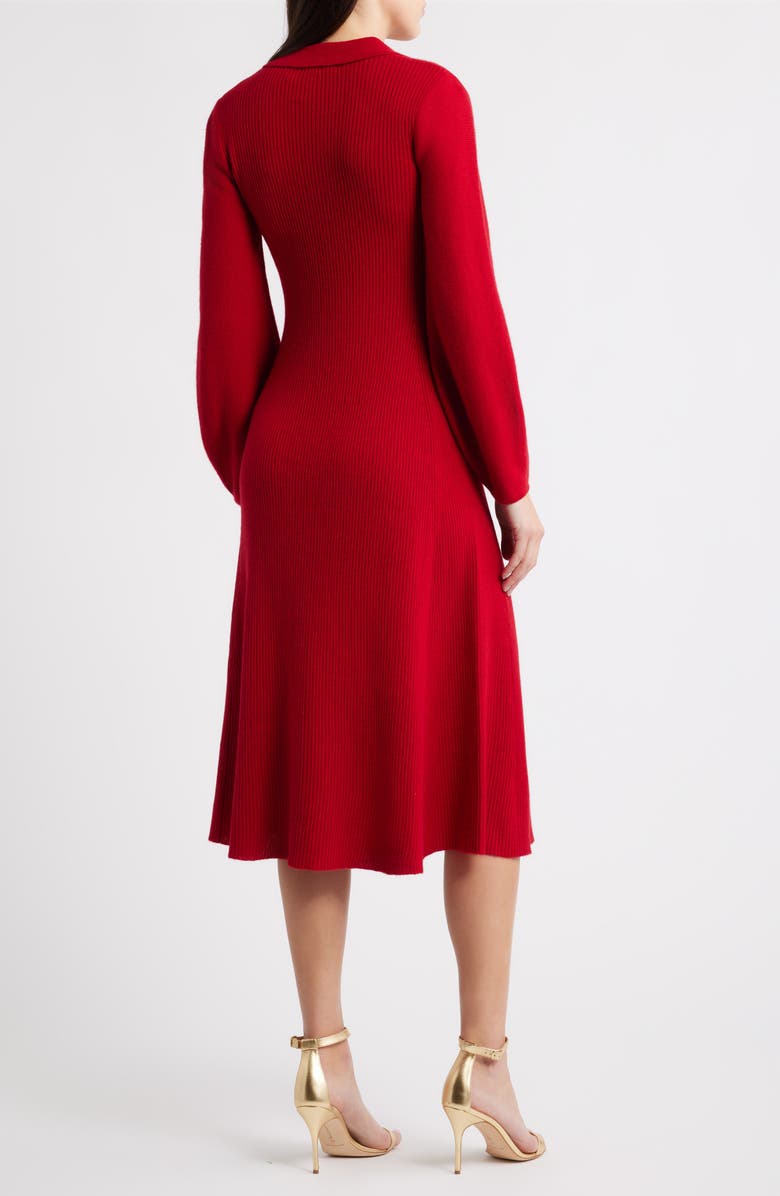 Elie Tahari The Shawna Long Sleeve Cashmere Dress, Alternate, color, Red Love