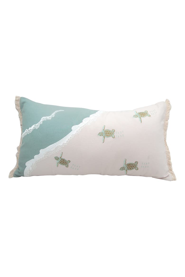 Turtle Migration Indoor Cotton Lumbar Throw Pillow, Main, color, Blue