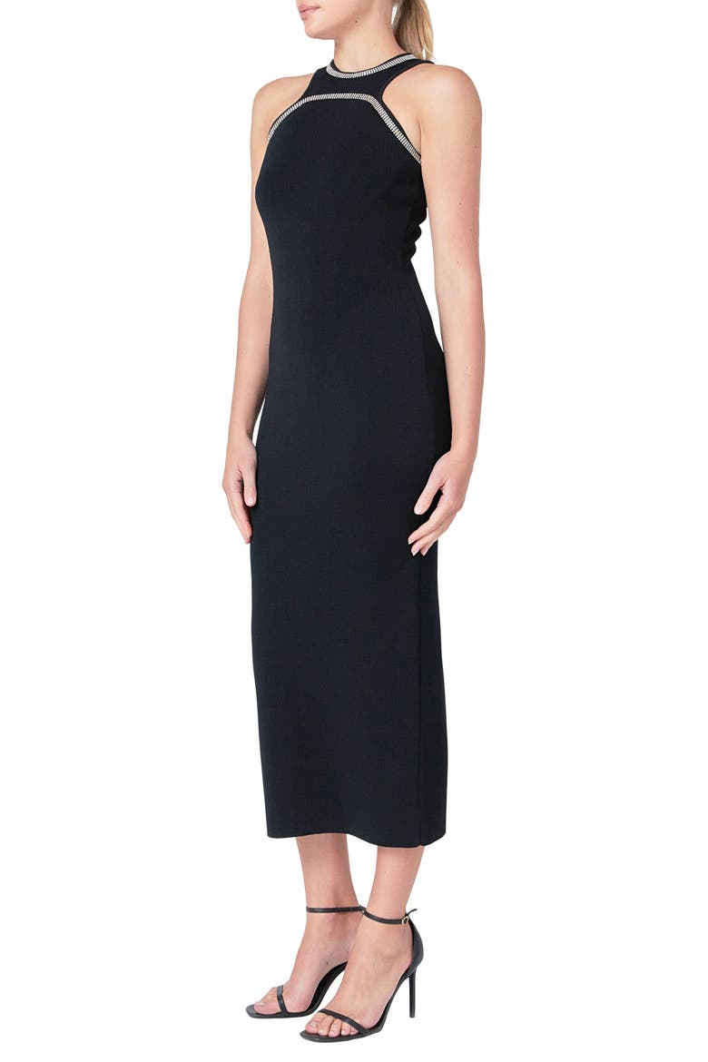Embellished Trim Sleeveless Knit Dress, Alternate, color, BLACK