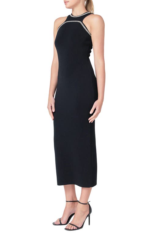 Endless Rose Embellished Trim Sleeveless Knit Dress In Black