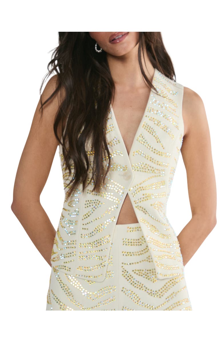 NASTY GAL Zebra V-Neck Tailored Vest, Alternate, color, Cream