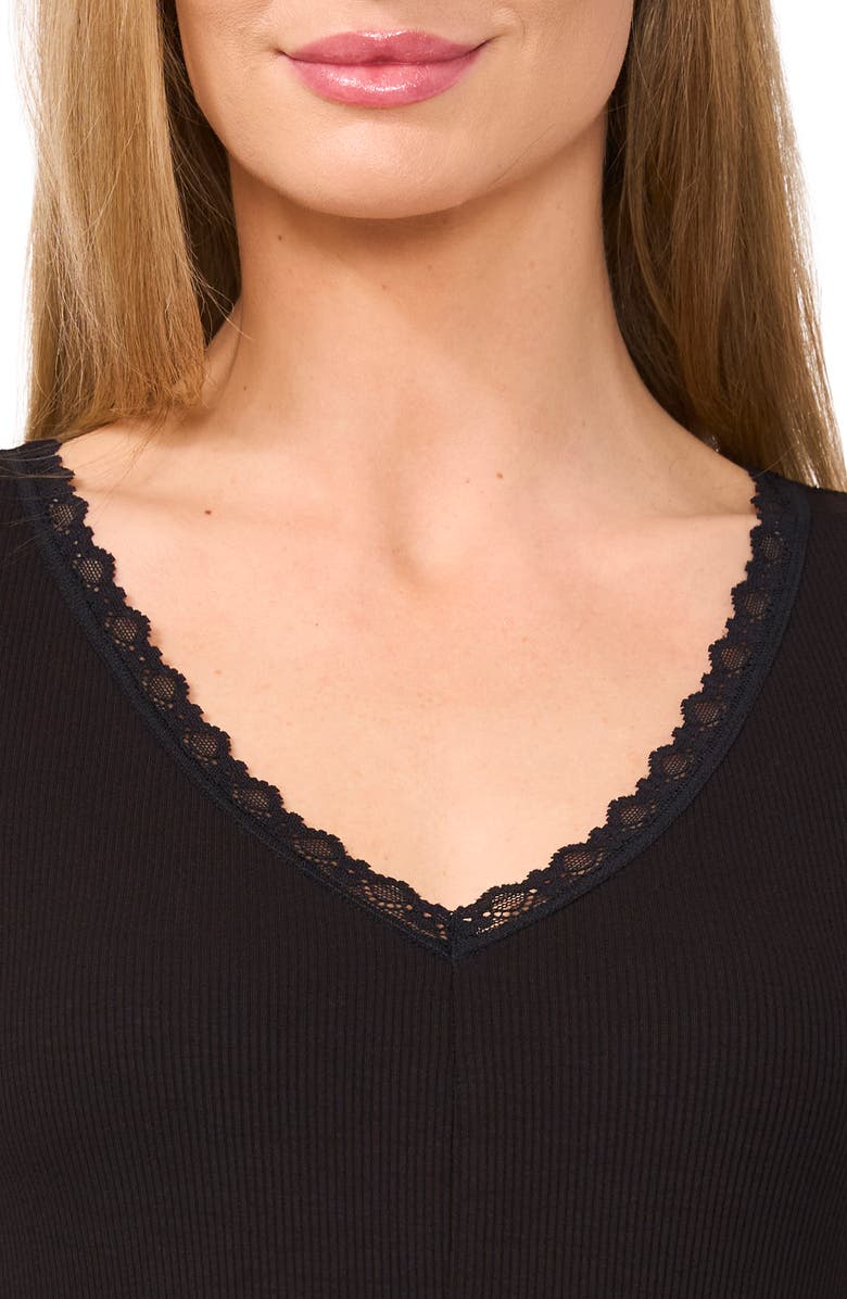 CeCe Lace Trim Rib Tank, Alternate, color, Rich Black