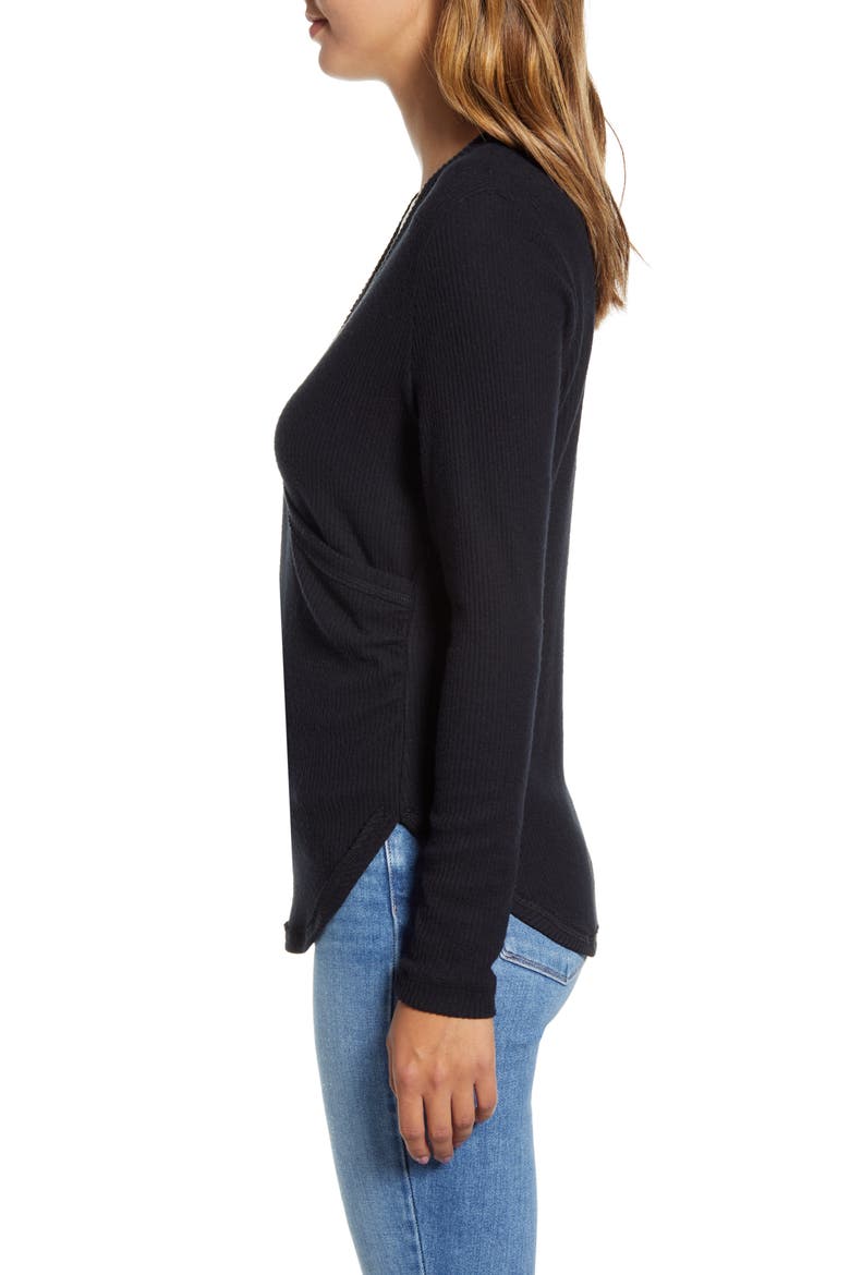 Rib Crossover Top, Alternate, color, BLACK