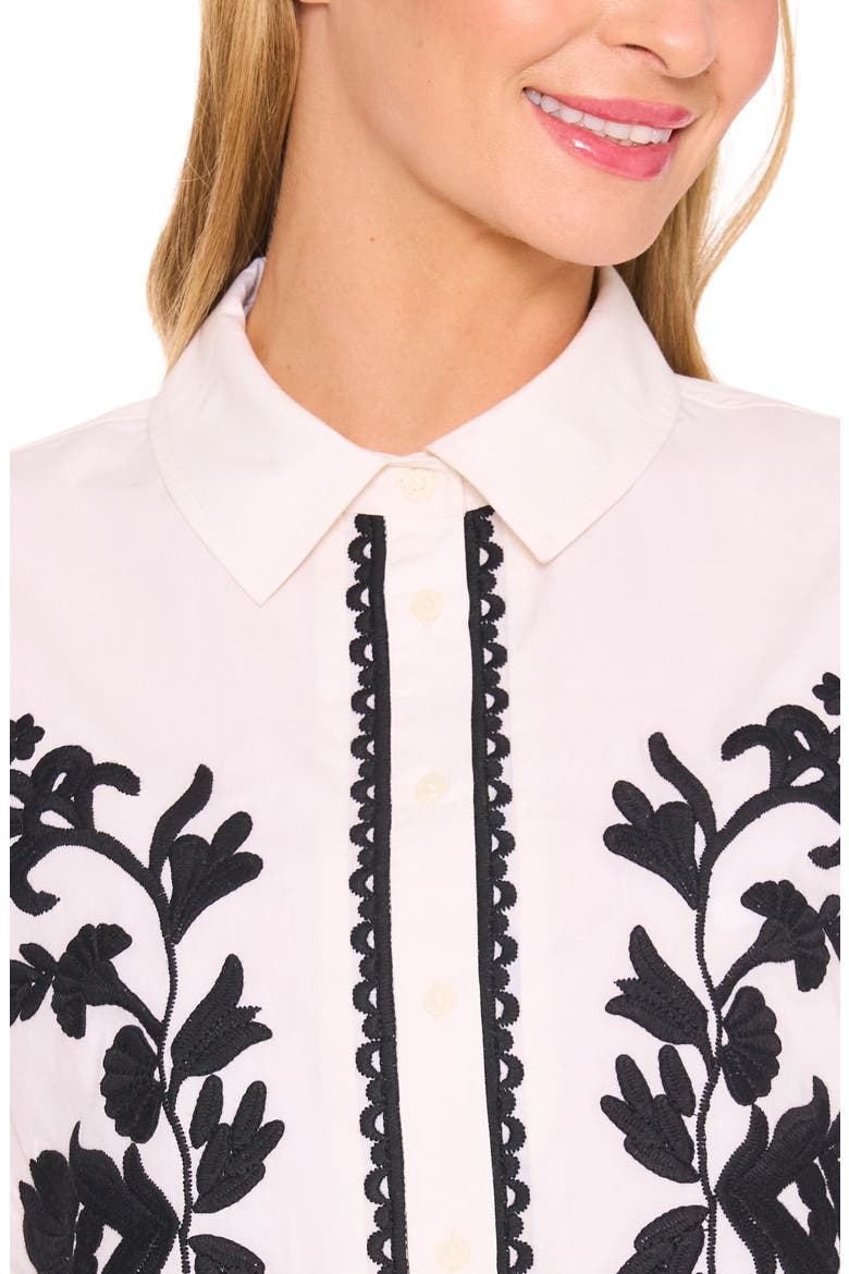 Embroidered Relaxed Fit Cotton Button-Up Shirt, Alternate, color, EGGNOG