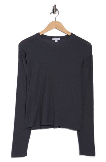 James Perse Boxy Long Sleeve T-shirt In Black