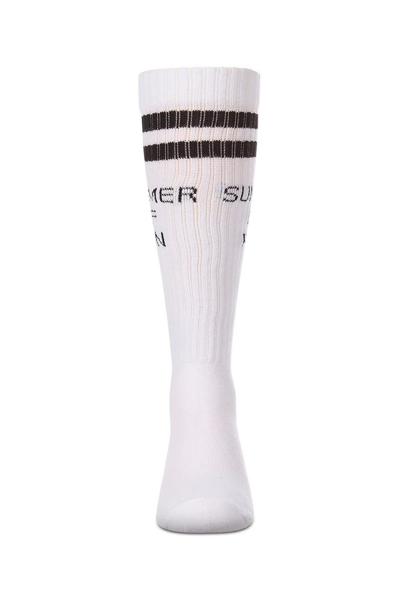 Summer Of Fun Varsity-Stripe Knee High Sock, Alternate, color, Black