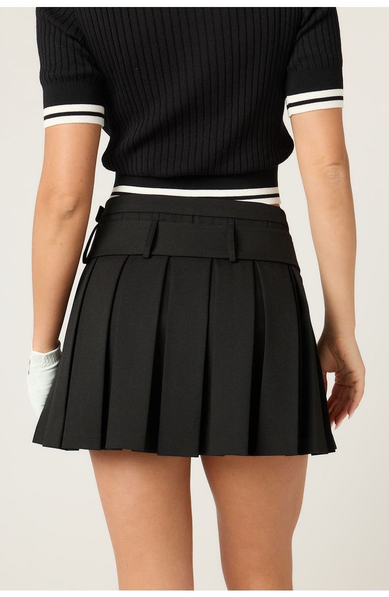 Goldie Byrd Belted Pleated Skirt, Alternate, color, Black