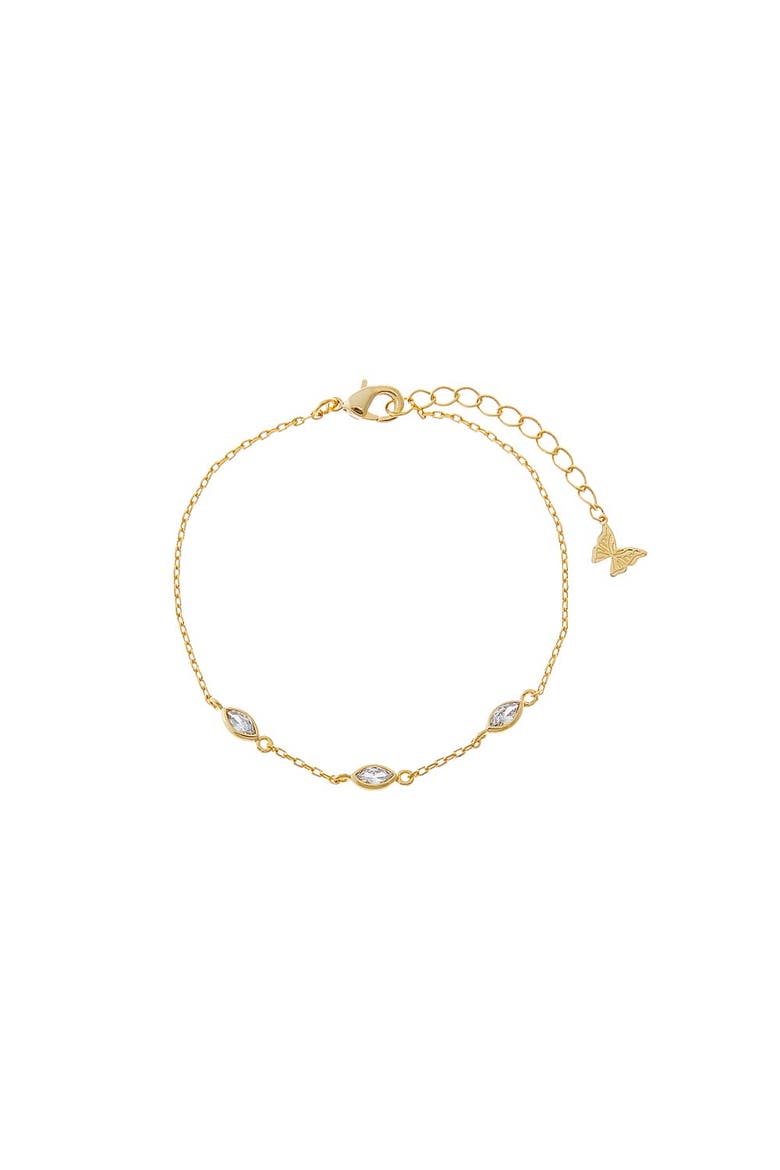 CZ Triple Bezel Marquise Bracelet, Main, color, Gold