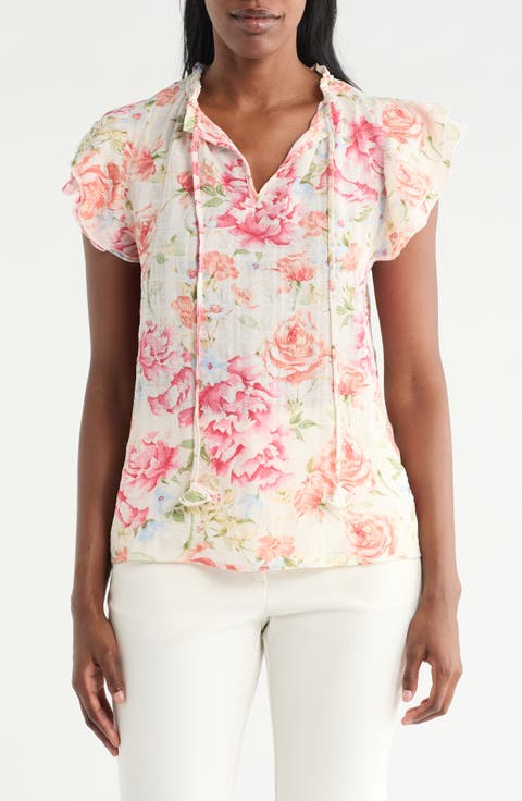 Flutter Sleeve Tie Front Top