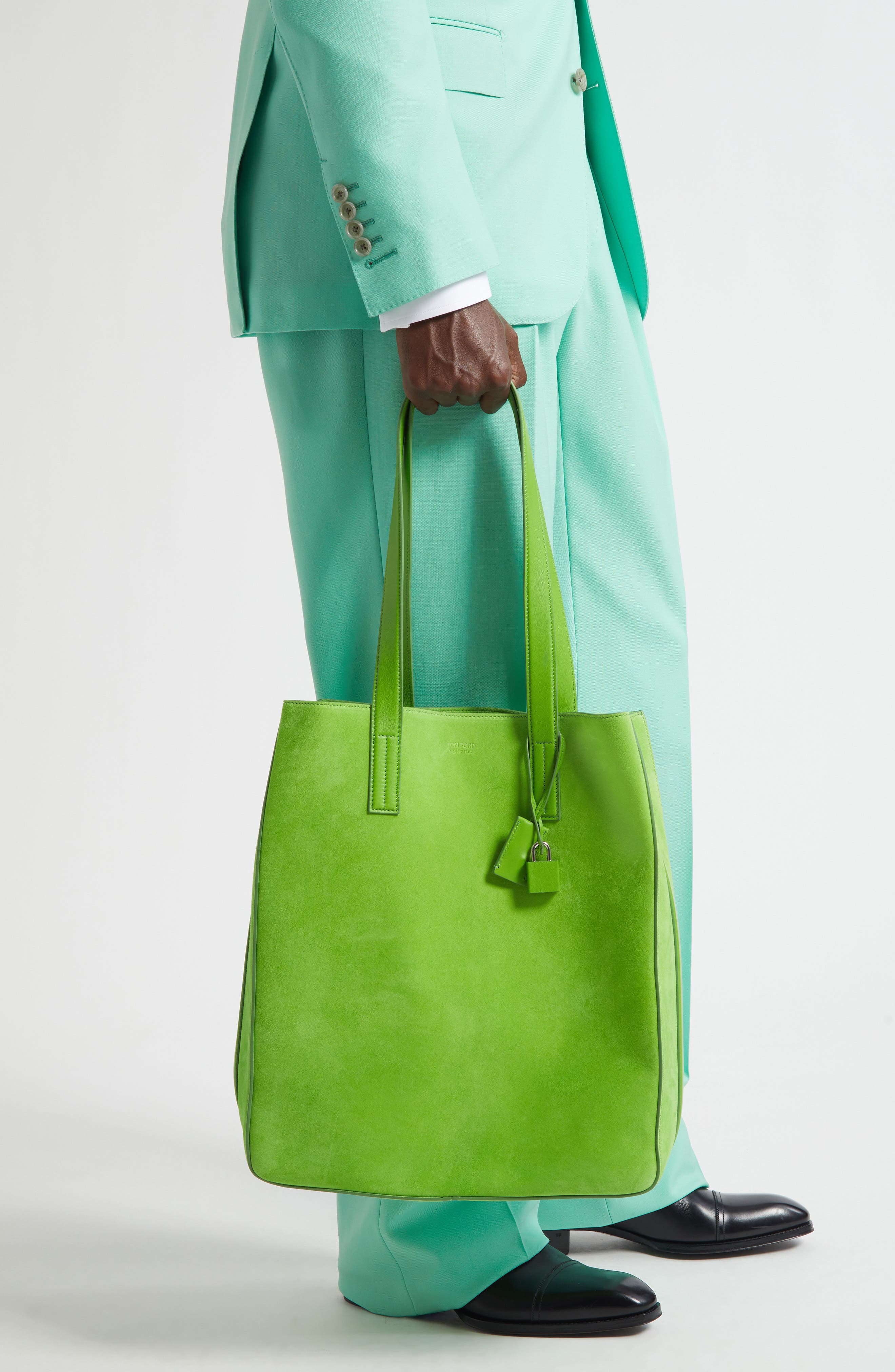 TOM FORD North/South Cashmere Suede Tote, Alternate, color, 1E059 Summer Green