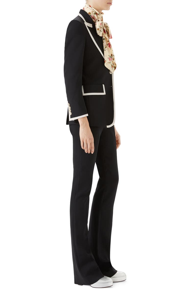Gucci Peak Lapel Stretch Cady Blazer, Alternate, color, 