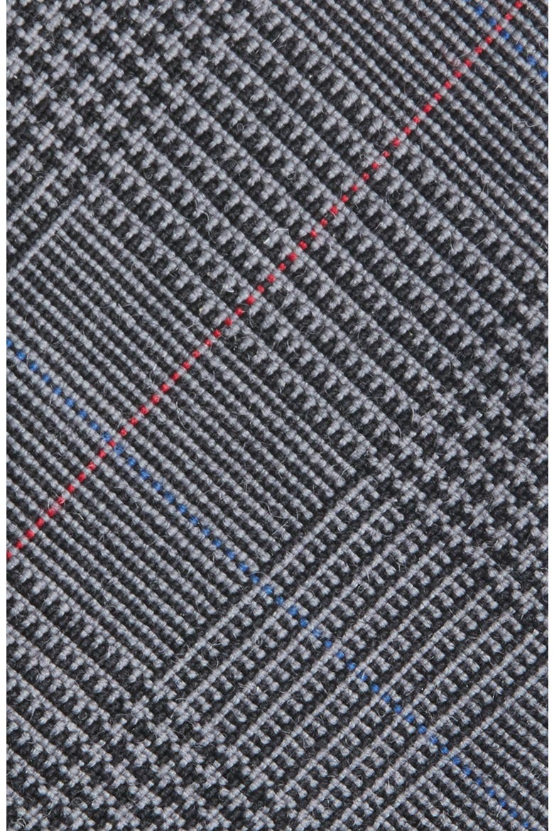 Plaid Virgin Wool Tie, Alternate, color, DARK GREY