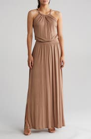 GO COUTURE Maxi Halter Dress