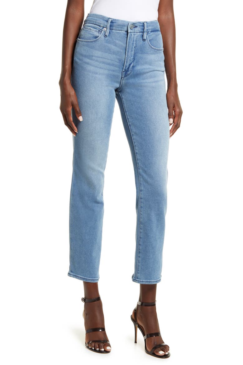 Good Straight High Waist Ankle Jeans, Main, color, BLUE449