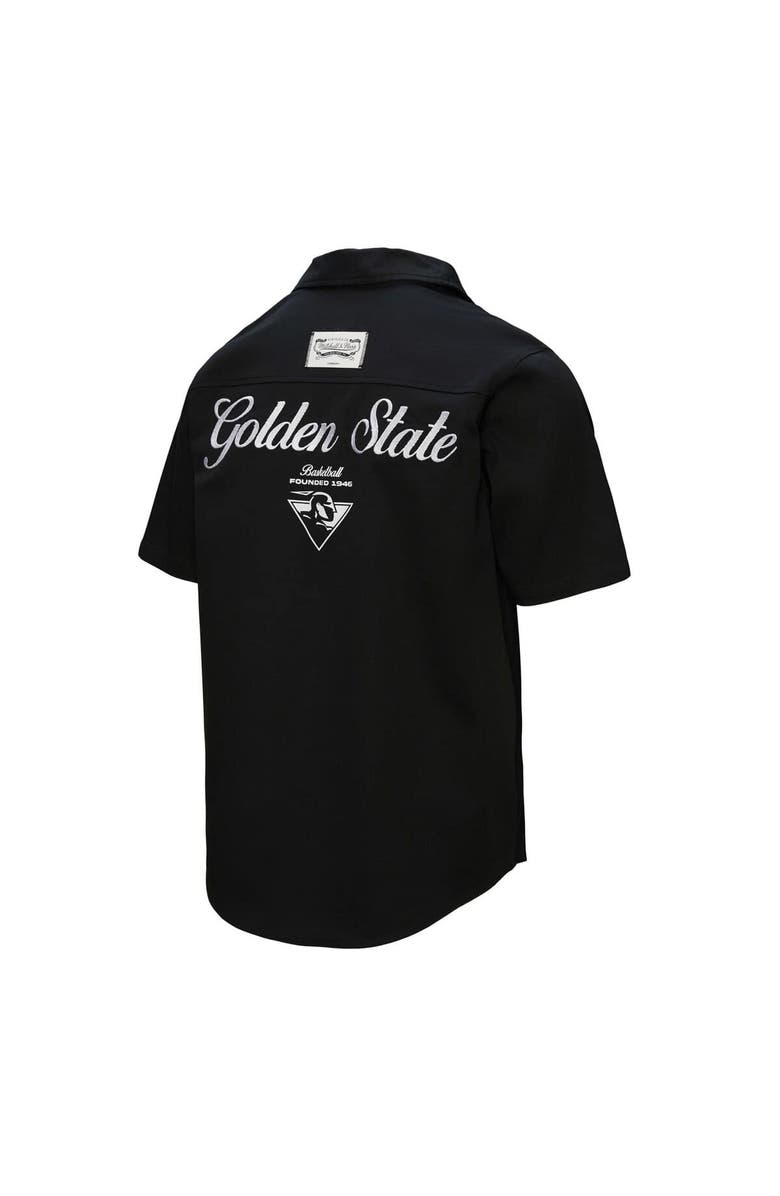 Mitchell & Ness Men's Mitchell & Ness Black Golden State Warriors Hardwood Classics Camp Shirt, Alternate, color, Black