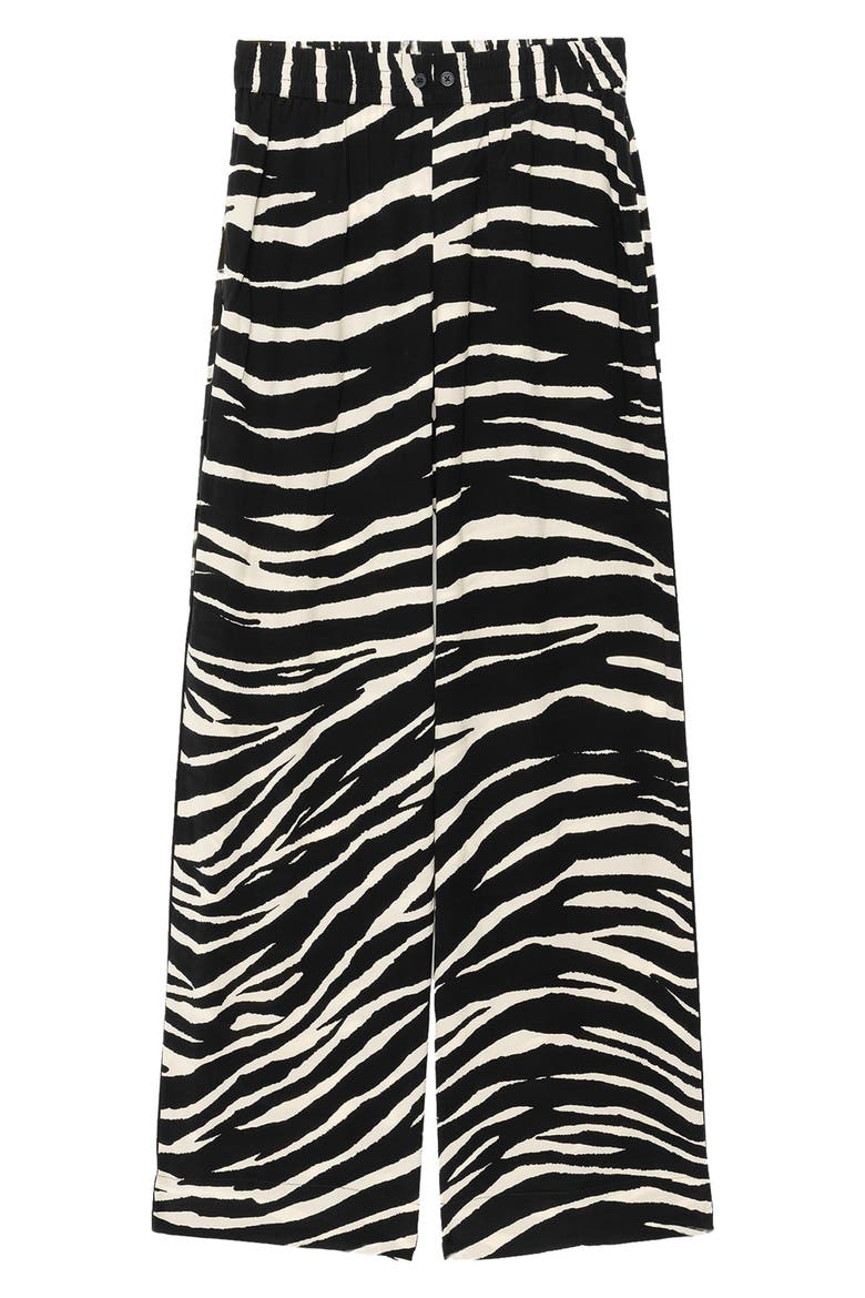 Pin Zebra Print Wide Leg Pants, Alternate, color, BLACK