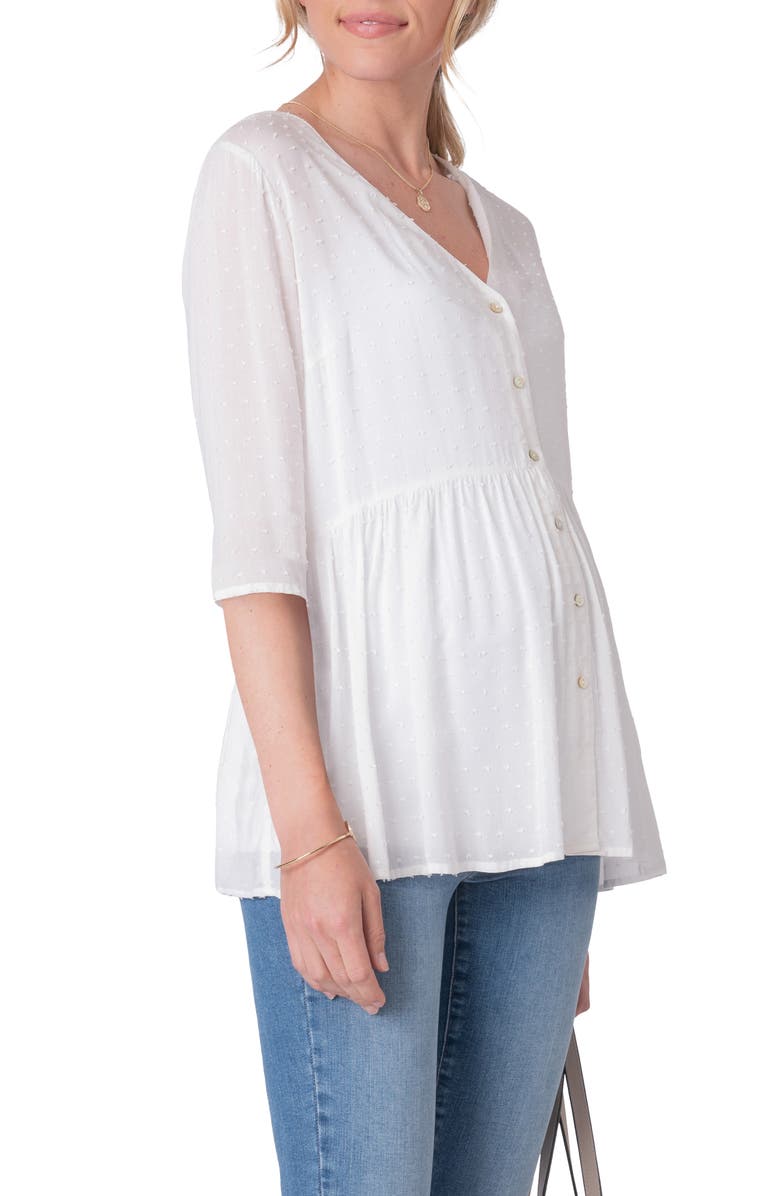 Seraphine Clip-Dot Chiffon Maternity/Nursing Top, Alternate, color, 
