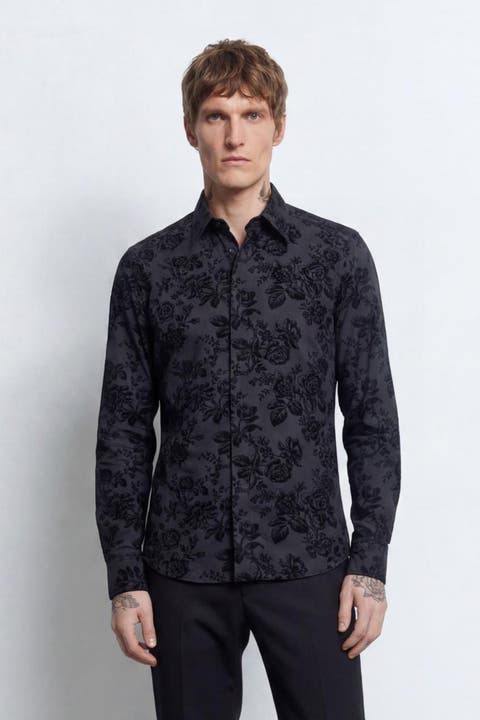 Armada Slim Fit Floral Flocked Shirt