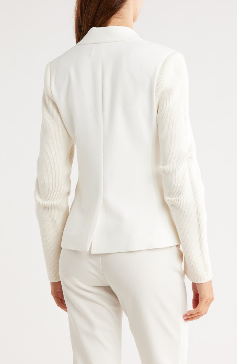 Derek Lam 10 Crosby Flora Mixed Media Blazer, Alternate, color, Soft White