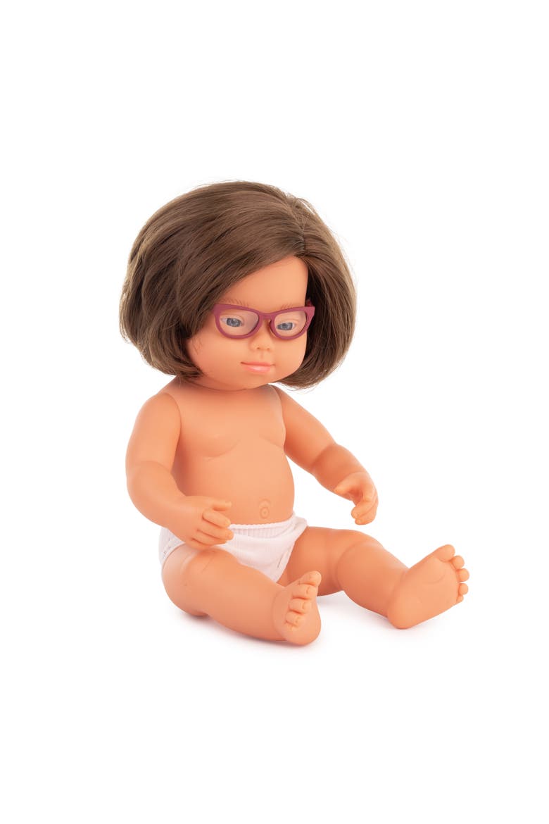 Baby Doll Caucasian Girl With Down Syndrome With Glasses 15'', Main, color, Light Skin