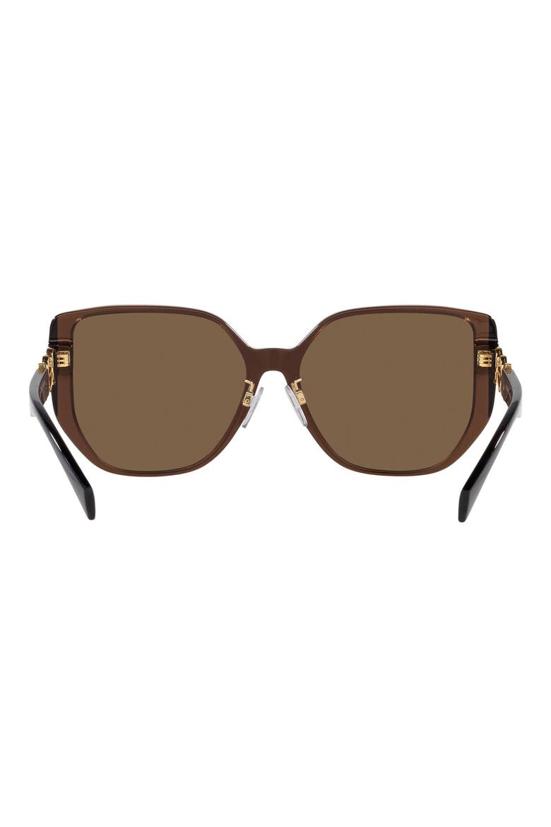 58mm Irregular Sunglasses, Alternate, color, TRANSPARENT BROWN / DARK BROWN