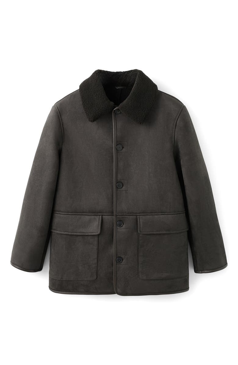 MANGO Faux Suede & Faux Shearling Collar Jacket, Alternate, color, 