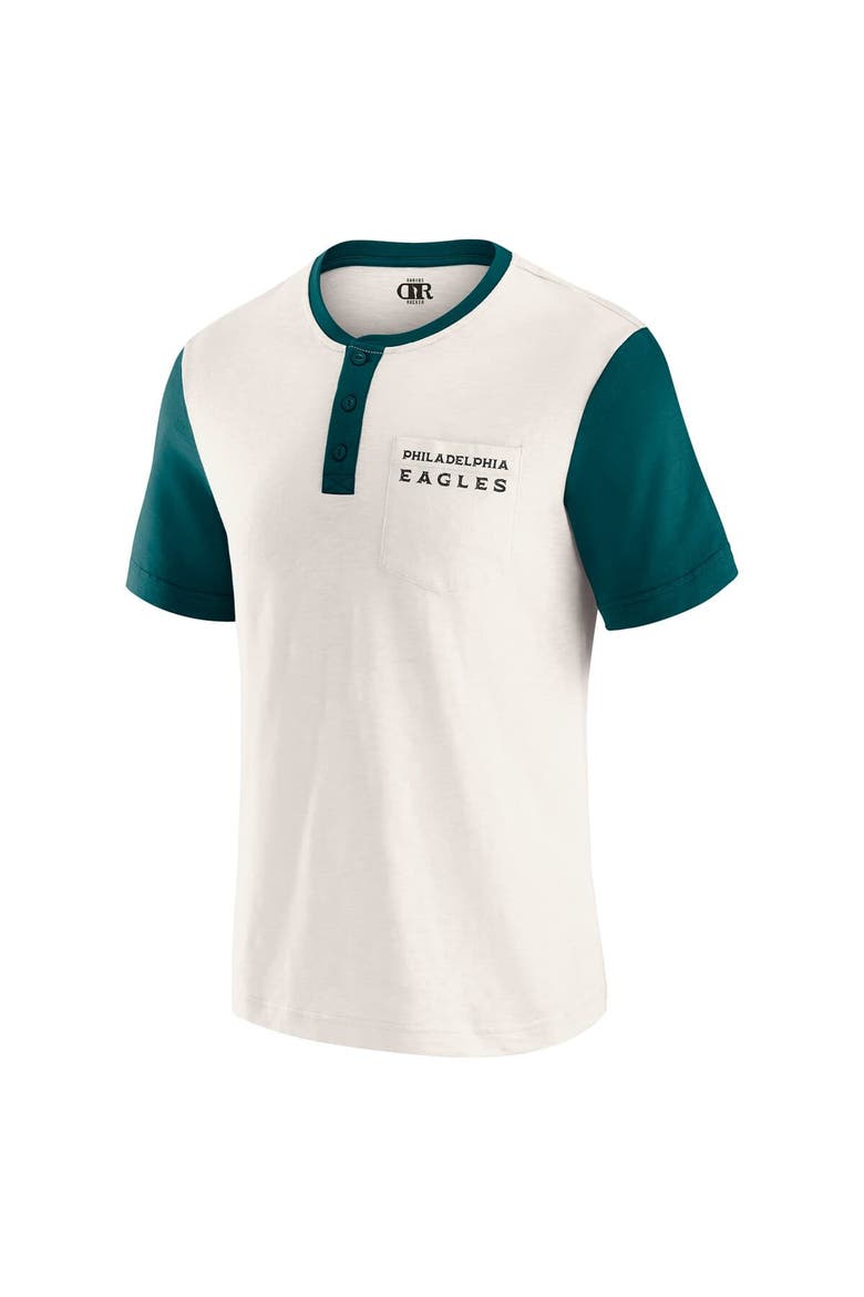 Men's Darius Rucker Collection by Fanatics Cream Philadelphia Eagles Henley Colorblock Slub Pocket T-Shirt, Alternate, color, Cream