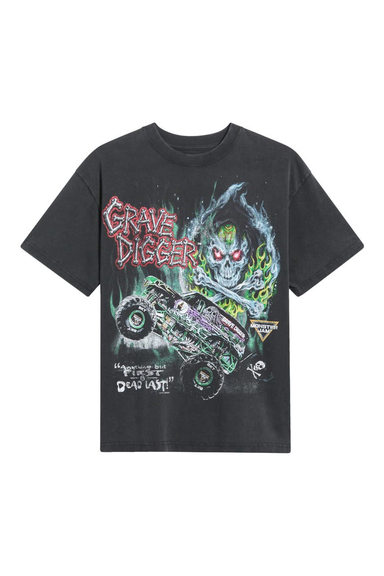 Grave Digger Monster Jam Graphic T-Shirt, Alternate, color, BLACK WASH