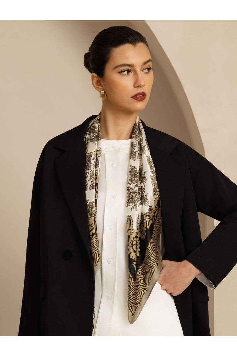 Pure Silk Vintage-Inspired Pattern Square Scarf, Alternate, color, Multi