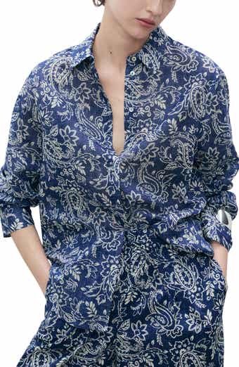 MANGO Print Cotton Button-Up Shirt