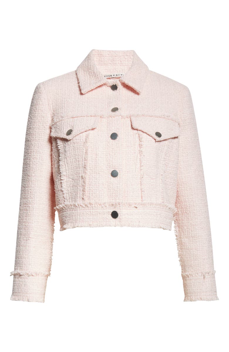 Alice + Olivia Chloe Tweed Crop Jacket, Alternate, color,