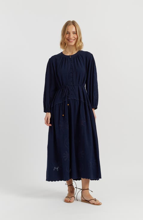 Sienna Linen-Blend Broderie Dress