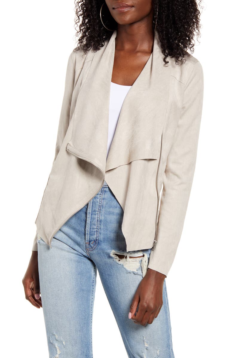 BLANKNYC Drape Front Faux Suede Jacket, Main, color,