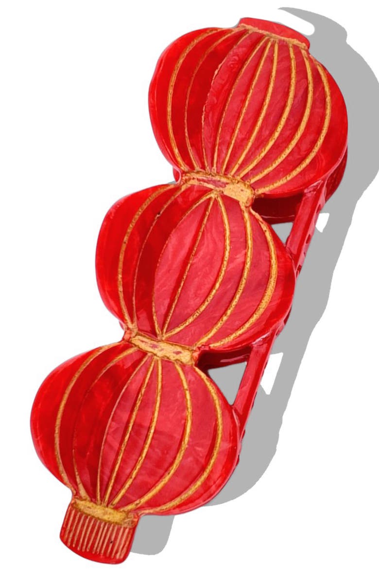 Solar Eclipse Hand Painted Red Lanterns Claw Clip, Main, color, Red