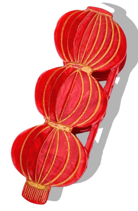 Hand Painted Red Lanterns Claw Clip