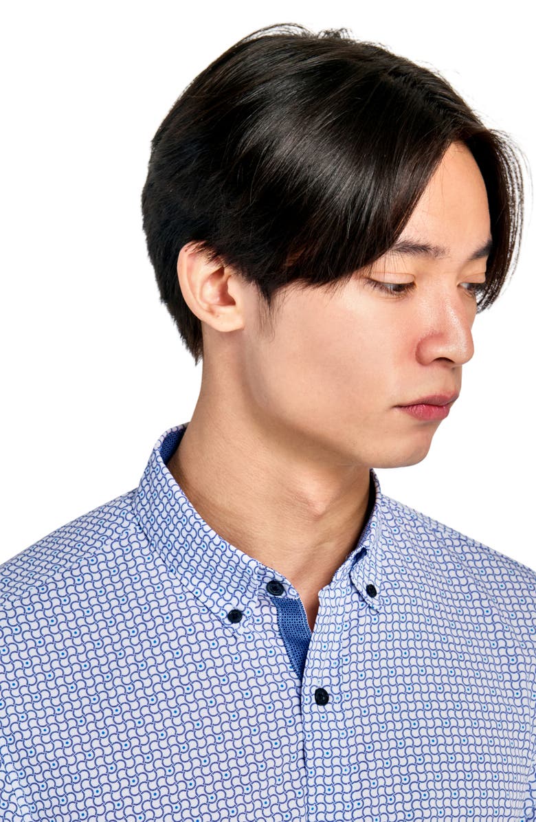 CONSTRUCT Geo Short Sleeve Woven Button Down Shirt, Alternate, color,