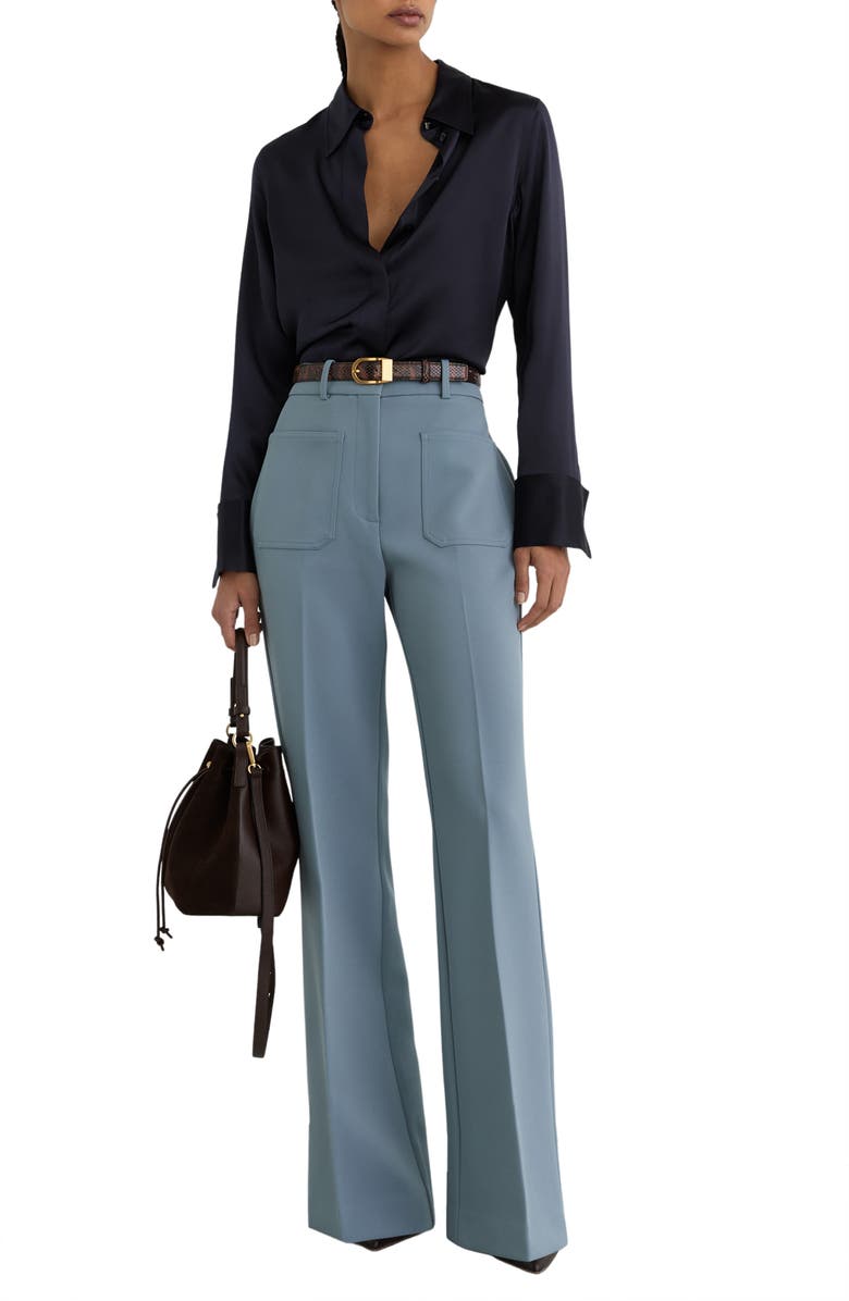 Reiss Ameira Silk Satin Button-Up Shirt, Alternate, color, Navy