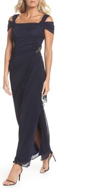 Alex Evenings Embellished Cold Shoulder Column Evening Gown