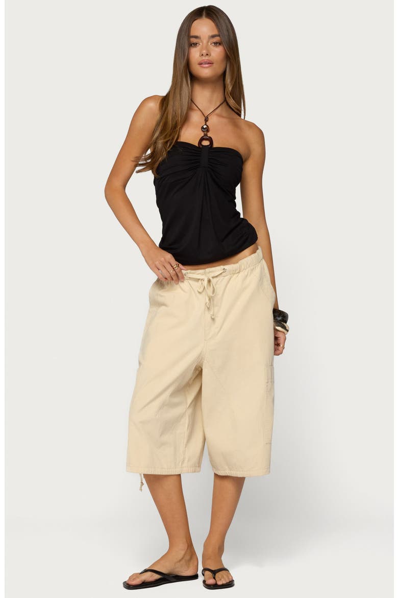 Itzel Ring Draped Halter Top, Alternate, color, BLACK