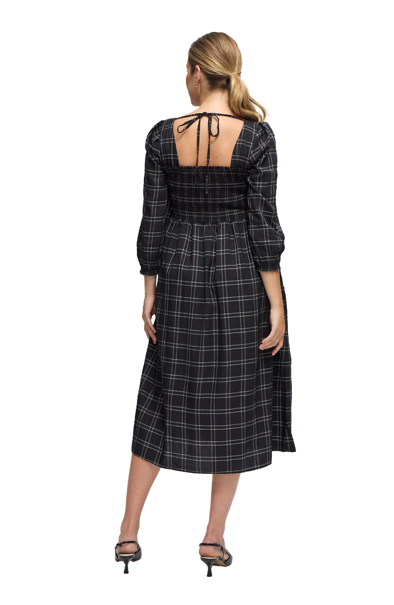 Ingrid & Isabel Maternity Ruffle Sleeve Midi Dress, Alternate, color, Black/White Windowpane