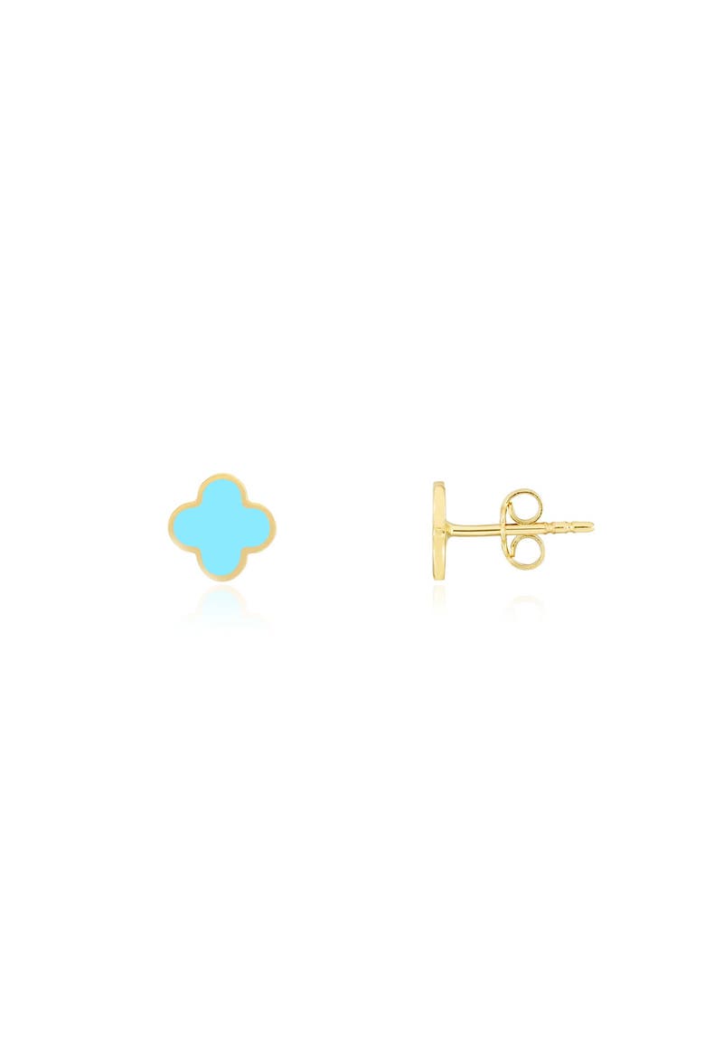 Mini Turquoise Clover Stud Earrings, Main, color, Turquoise
