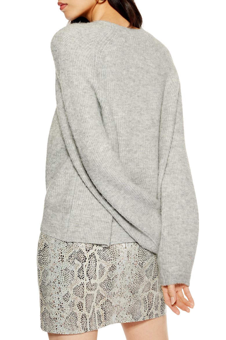 Ribbed Crewneck Sweater, Alternate, color, GREY MARL