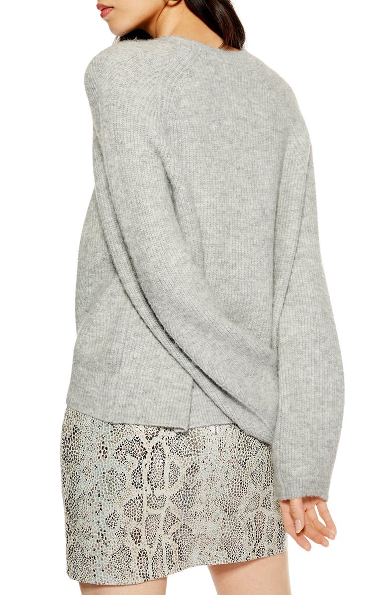 Topshop Ribbed Crewneck Sweater, Alternate, color,